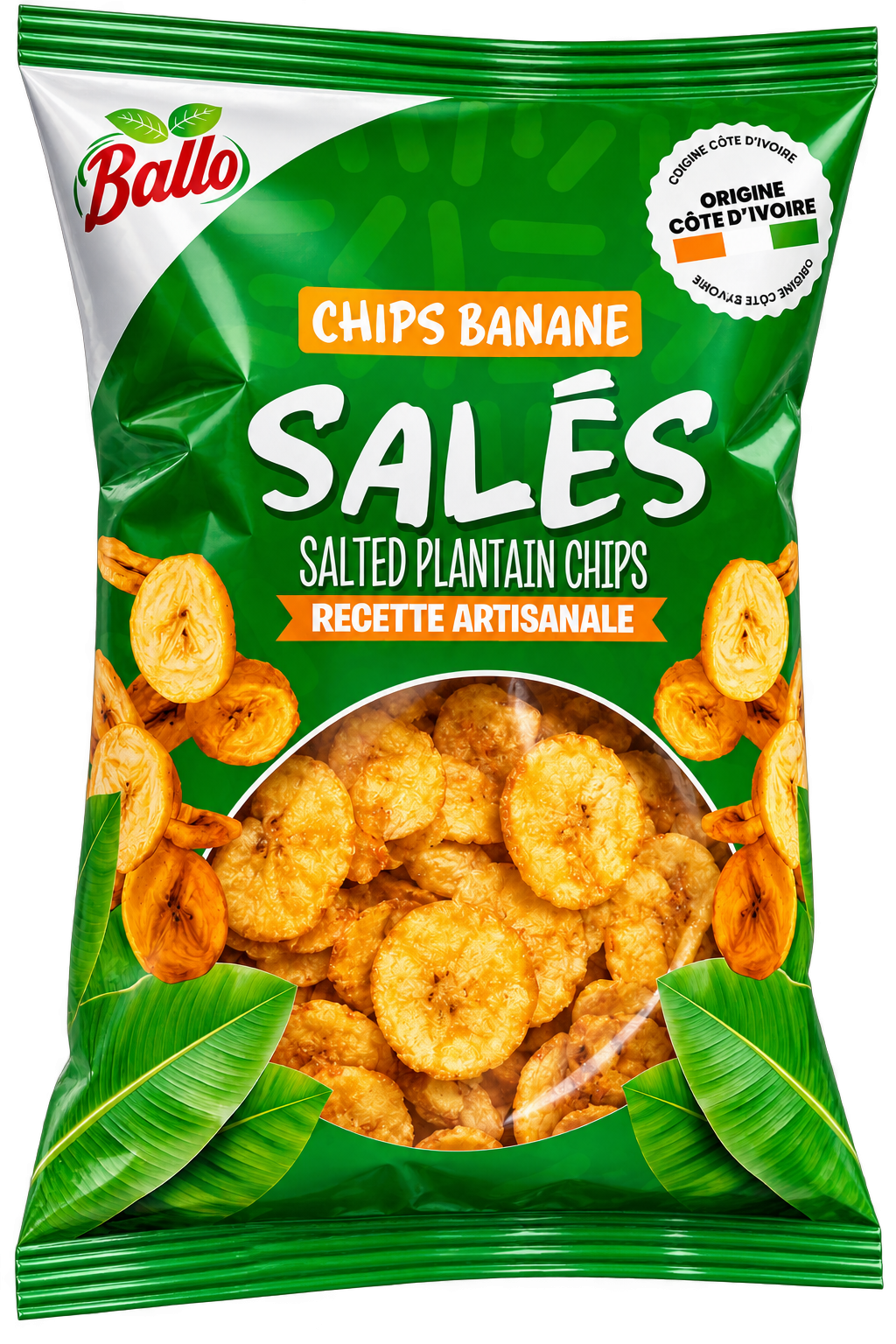 Chips banane plantain salées